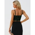 thumbnail image 3 of Disfraz de navidad Camisola de terciopelo con tirantes finos y lentejuelas brillantes para mujer Verde Oscuro XS, 3 of 6