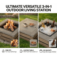 thumbnail image 3 of 34" Wood Burning Fire Pit Table, Large Square Outdoor Fire Pit with Removable Lid, Mesh Spark Screen & Poker, Metal Firepit for Patio Backyard Garden, 3 of 10