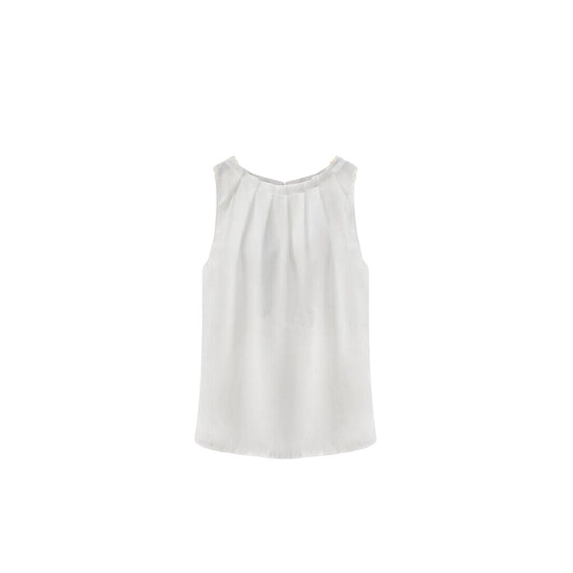 Guardurnaity Nueva blusa informal sin mangas con cuello de gasa a la moda para mujer de verano Ropa interior Blanco XXL