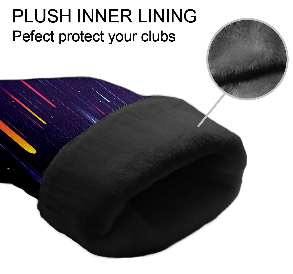 Golf Club Covers PU Leather Waterproof Head Covers for Fairway Woods Hybrids Colorful Lines Unisex Fits Most Brands