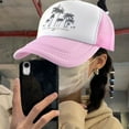 thumbnail image 4 of Men Baseball Hat Hollow Out Breathable Mesh Coconut Tree Print Long Brim Sunscreen Adjustable Baseball Sport Summer Trucker Hat Clothes Accessory, 4 of 10