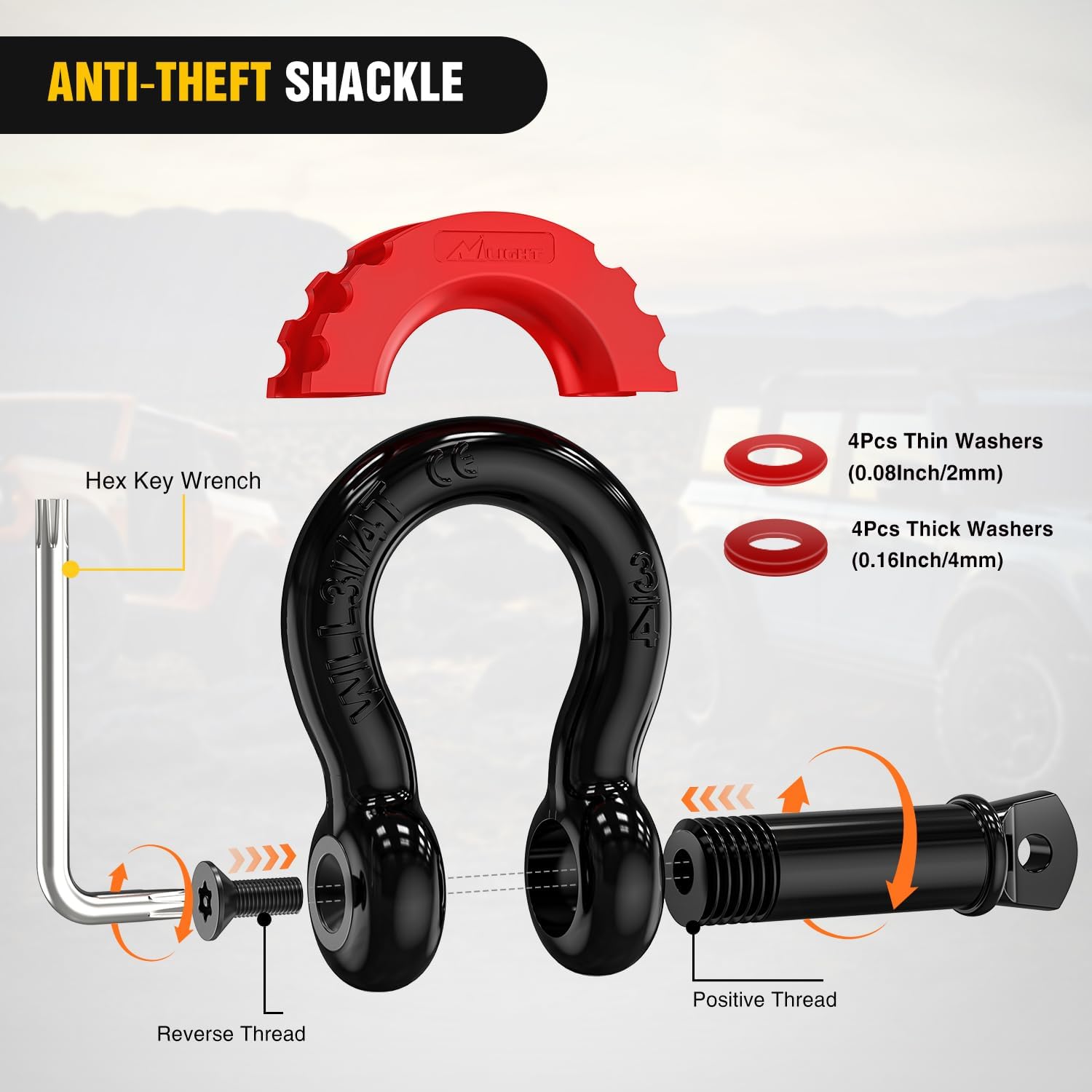 Nilight 3" x 20' Recovery Tow Strap Kit with 2" Hitch Receiver and 3/4" Anti-Theft D-Ring Shackles Storage Bag Heavy Duty Tow Rope for Car Truck SUV ATV (MBS 31500LBS)