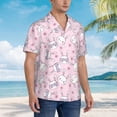 thumbnail image 3 of Fuzoiu Cute Rabbit Flower Print Hawaiian Shirt for Men, Summer Beach Casual Short Sleeve Button Down Shirts, Men’s Beach Summer Shirts with Pocket,X-Large, 3 of 7