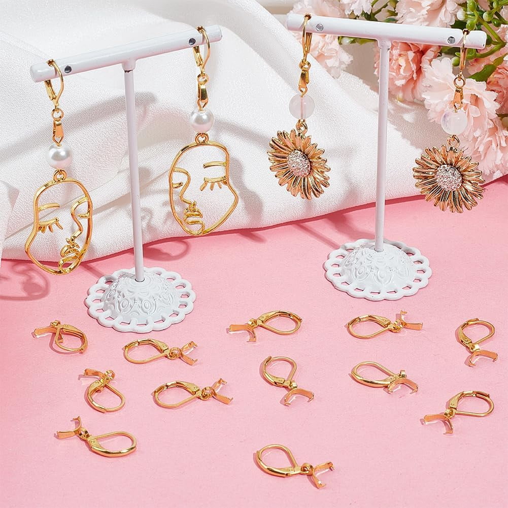 60Pcs Earring Hooks Bulk - Gold & Silver Leverback French Clasp With Pinch Bail, Stainless Steel, For Jewelry Making DIY