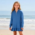 thumbnail image 2 of Tauxra Robe à Capuche Unie pour Femmes Robe Décontractée à Manches Longues avec Ourlet à Volants Robe Chandail pour Usage Quotidien, 2 of 9