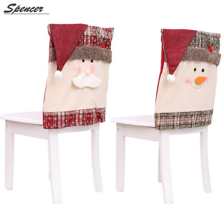 Dining Room Chair Covers Round Back Spencer 1PC Christmas Chair Covers,Snowman Santa Claus Hat Chair Back Covers for Home Dining Room Decor