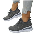 thumbnail image 2 of Willtoo Women's Glittery Rhinestone Fashion Breathable Wedge Sneakers, Orthopaedic Mesh Platform Sneakers Sparkly Bling Wedding Dressy Tennis Shoes for Bride Dark Gray, 2 of 6