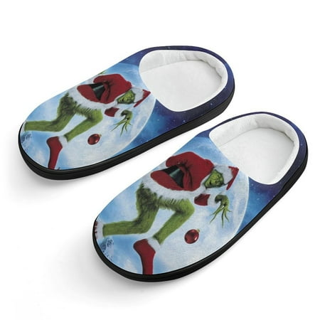 

Grinch Slippers for Kids Cute Soft Plush Anti-slip Fluffy Fuzzy House Slippers Warm Soft Plush Non-Slip Indoor Outdoor Slip-on Shoes for Boys Girls