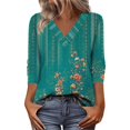 thumbnail image 2 of HLKJKLS Long Sleeve Shirts For Women V Neck Long Sleeve Trendy Fall Basic Tee Casual Loose Fit Green S-3Xl, 2 of 6