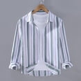 thumbnail image 2 of Camisas Para Hombre Manga Larga Negra Camisa de hombre Moda Tendencia Suelta Cuello cuadrado Camisa casual a rayas (Green, XL), 2 of 3
