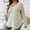 Khaki, variant on AXXD Blue Basic Blouses for Women Business Casual Summer 2024 Oversized V-Neck Long Sleeve Casual T-shirt Top Solid Blouse