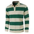 thumbnail image 3 of XIAOCHA Mens Striped Polo Shirt Long Sleeve Half Zip Top Classic Casual Rugby Pullover, 3 of 7