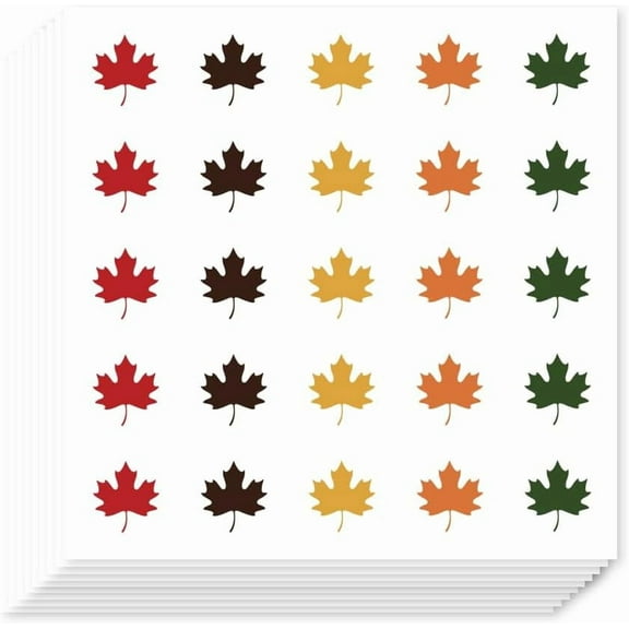 500 Self-Adhesive Cartoon Maple Leaf Labels Stickers 0.5 Inch Waterproof Thanksgiving Fall Leaf Stickers