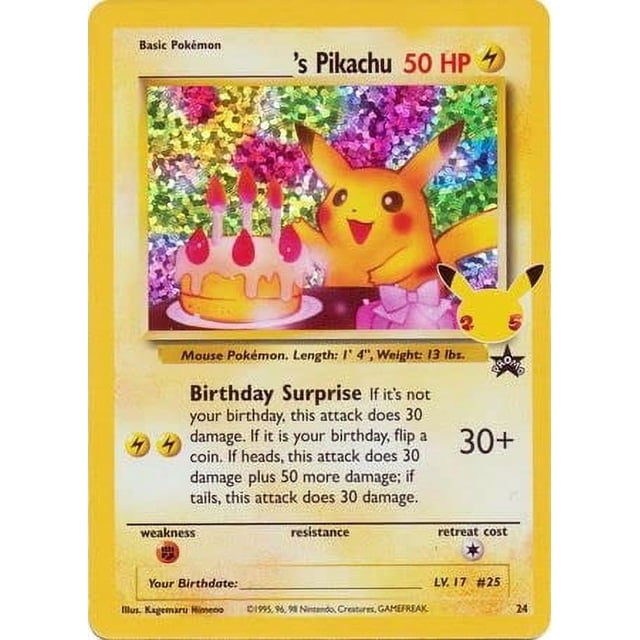 Tarjeta coleccionable Pokémon BIRTHDAY PIKACHU Celebrations Classic