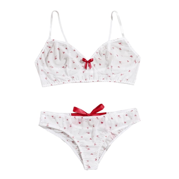 Conjunto de ropa interior de ropa interior con lazo de amor de estilo princesa para niña linda y sexy Fridja nalpqowj12511