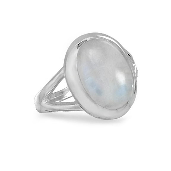 Rainbow Moonstone Oval Polished Sterling Silver Ring