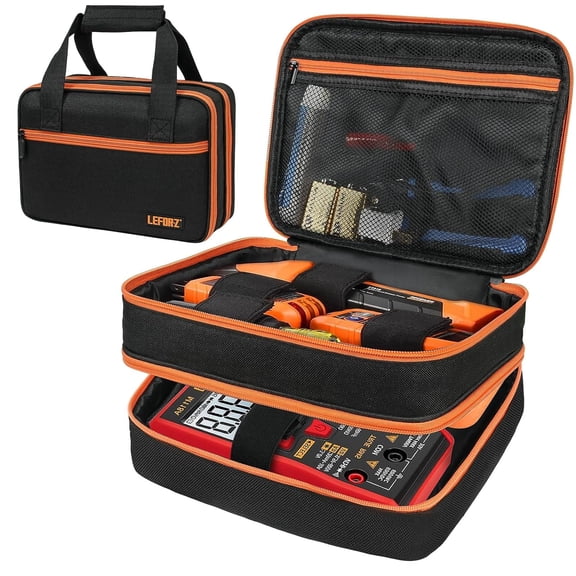 Multimeter Storage Case Compatible with Klein Tools ET310 AC Circuit Breaker Finder, Portable Clamp Meter Organizer Bag Fits Klein 80101, 80016, GFCI Outlet Tester, 69149P Electrical Test Kit