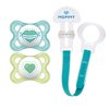 MAM Pacifiers and Baby Pacifier Clip, Baby Pacifier 0-6 Months and Baby Pacifier Clip, Best Pacifier for Breastfed Babies, I Love Mommy' Design Collection, Boy, 3-Count
