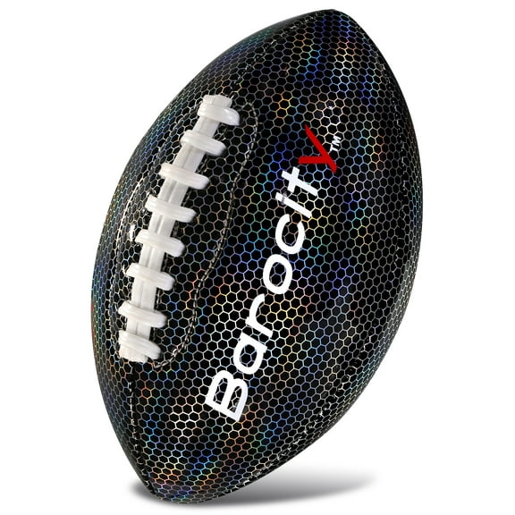 Puzzled Barocity Pee Wee Size 3 Football with Reflective Rainbow Hex Pattern for Kids, 0.5 lb