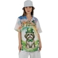 thumbnail image 4 of Happy St. Patrick’s Day Shih Tzu with Green Hat Shamrocks Rainbow Hawaiian Shirt Breathable Summer Unisex Merch Lion Dog Lover Gifts - 03007, 4 of 6
