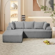 EROMMY Boneless Couch, Upholstered Cloud Sectional Sofa with Deep Seat & Throw Pillows, for Living Room, No Assembly Required, Gray