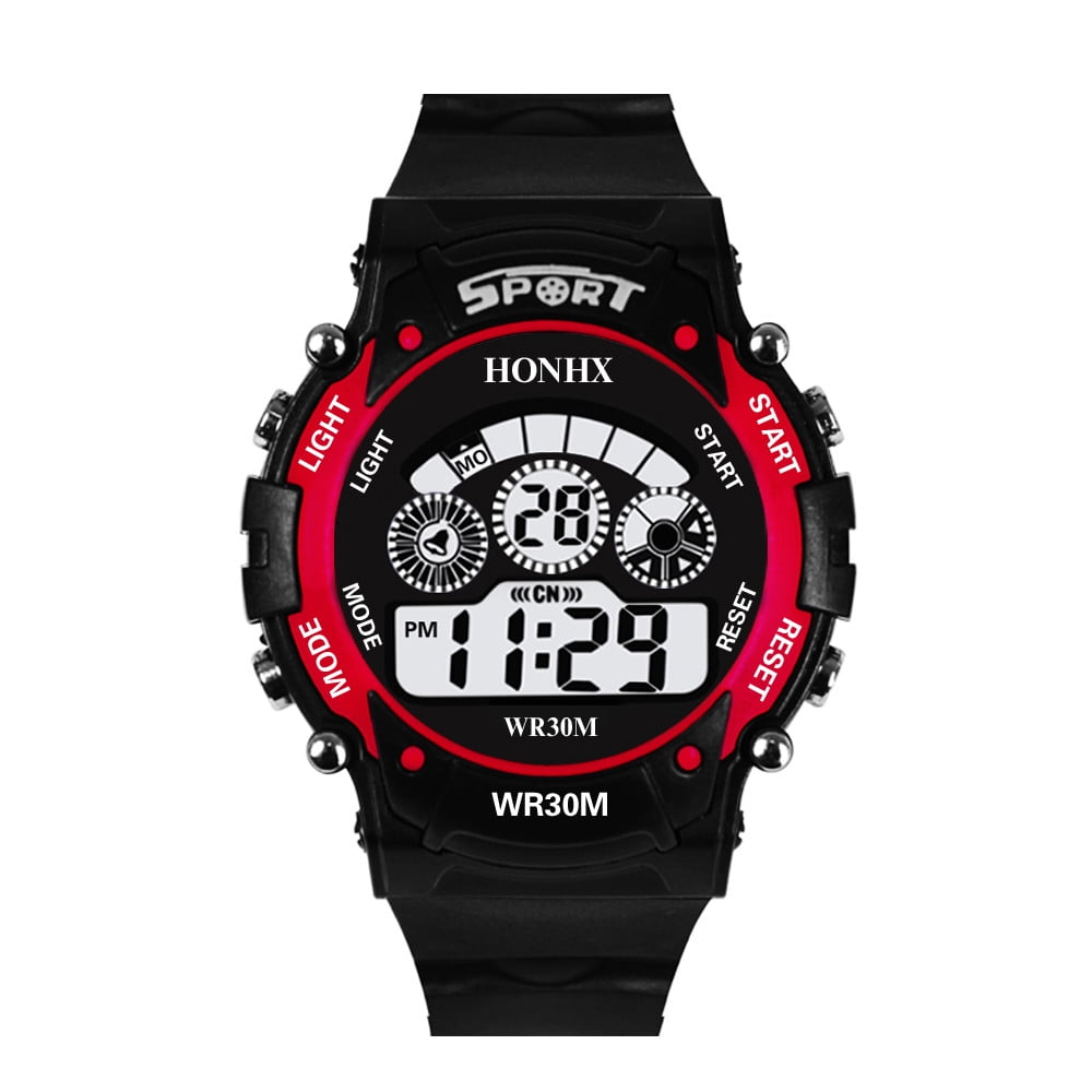Jovati Fashion Mens Digital Led Analog Quartz Alarm Date Sports Wrist Watch Red