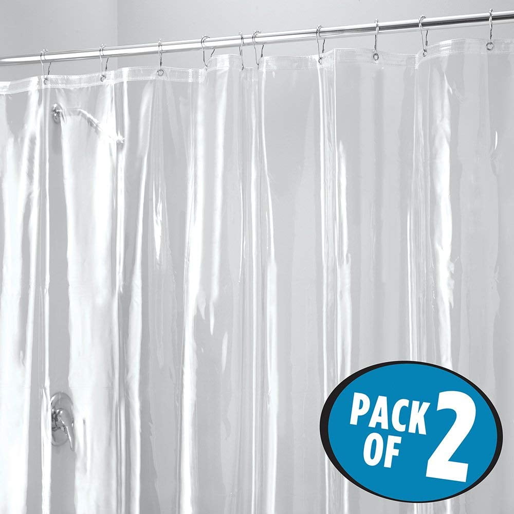 mDesign Vinyl 4.8 Gauge Waterrproof Shower Curtain Liner Pack of 2 Long