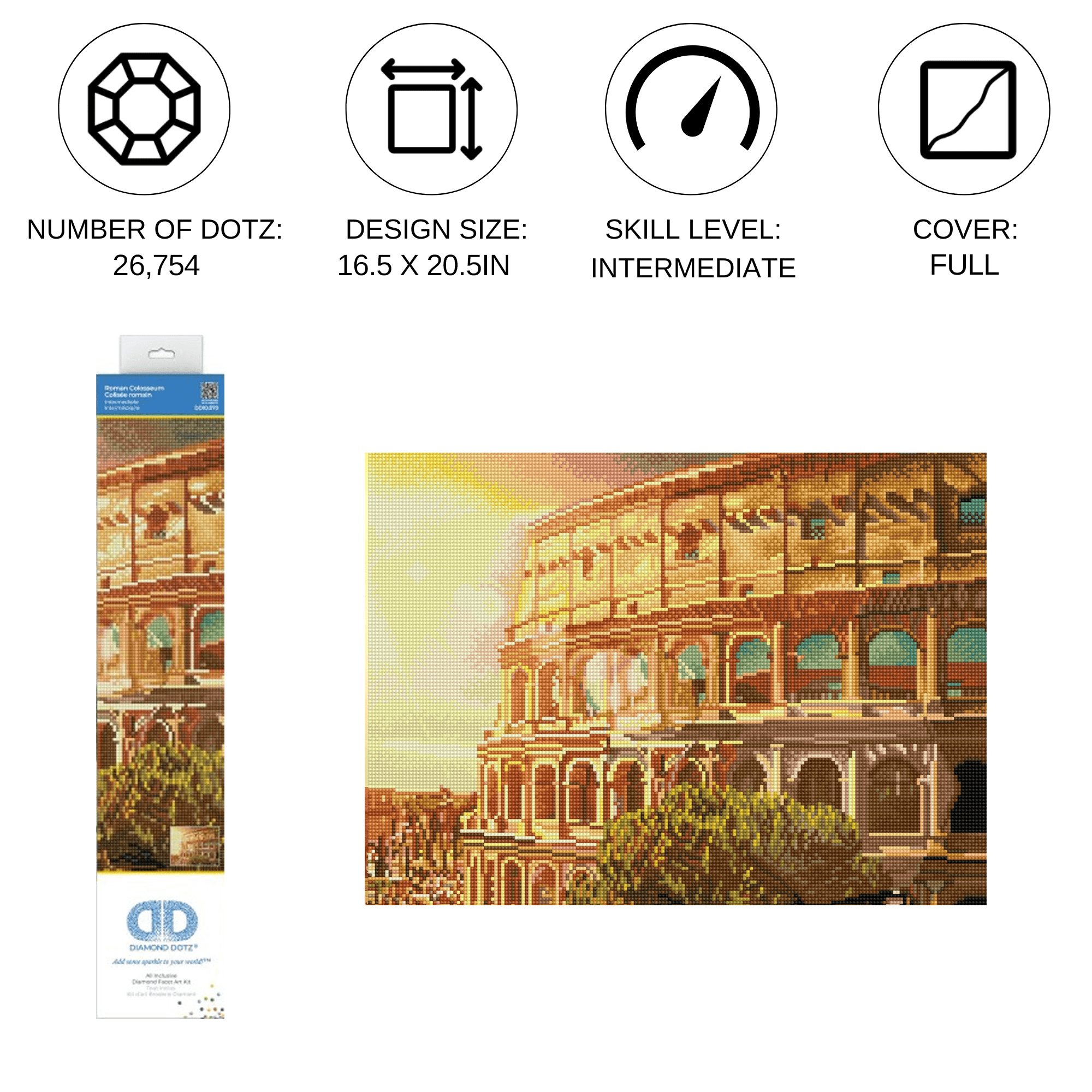 Diamond Dotz Roman Colliseum Buliding Diamond Painting Kits for Adults - Diamond Art Kits a Relaxing Creative Craft Kit with Dotz Gems 16.5"x20.5"