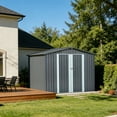thumbnail image 2 of S-HOME Heavy-Duty Metal Storage Shed in Antique Dark Grey 6x8ft with Lockable Double Doors for Garden Supplies & Tools, 2 of 21