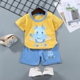 thumbnail image 2 of NIEWTR Children Summer Outfits Toddler Boys Pajamas Set 2PCs Short Sleeves Pullover + Elastic Waist Shorts Soft Comfort Kids Summer Pjs Pajamas for Boys 18-24M 2T 3T 4T(A-Yellow,3-4 Years), 2 of 4