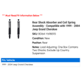 thumbnail image 2 of Rear Shock Absorber and Coil Spring Assembly - Compatible with 1999 - 2004 Jeep Grand Cherokee 2000 2001 2002 2003, 2 of 2