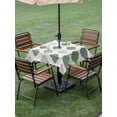 thumbnail image 4 of Outdoor Tablecloth with Umbrella Hole for Patio/Picnic/Party/Camping, Green Geometric Waterproof Table Cloth Square Cover Washable, Vintage Moroccan Rhombic Bohemia Gray (60"x 60"), 4 of 8