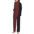 thumbnail image 2 of Womens Silk Pajamas Two Piece Womens Valentines Pajama Set Long Sleeve Button Down loungewear set Brown Pjs Sets for Women, 2 of 7