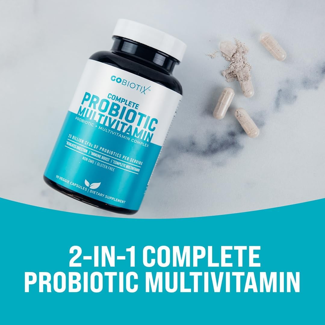 GoBiotix Probiotic Multivitamin for Women & Men, Immune & Digestive Support, Gluten-Free, 90 Capsules