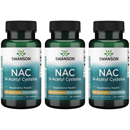 Swanson Nac N-Acetyl Cysteine - Extra Strength 1,000 mg 60 Caps 3 Pack