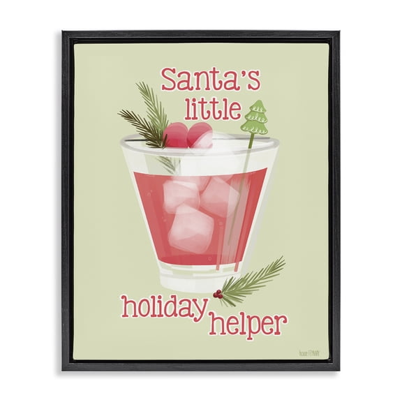 Stupell Industries Eclectic Santa's Holiday Helper Drink Black Floating Frame Canvas Art, 17 x 21, by House Fenway