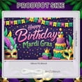 thumbnail image 2 of Colorful Triangle Flags Mardi Gras Banner Gold Mardi Gras Masks Backdrop Purple Cake Design Tropical Feathers Carnival Display for Mardi Gras Party Birthday Celebration Indoor Decoration, 2 of 9