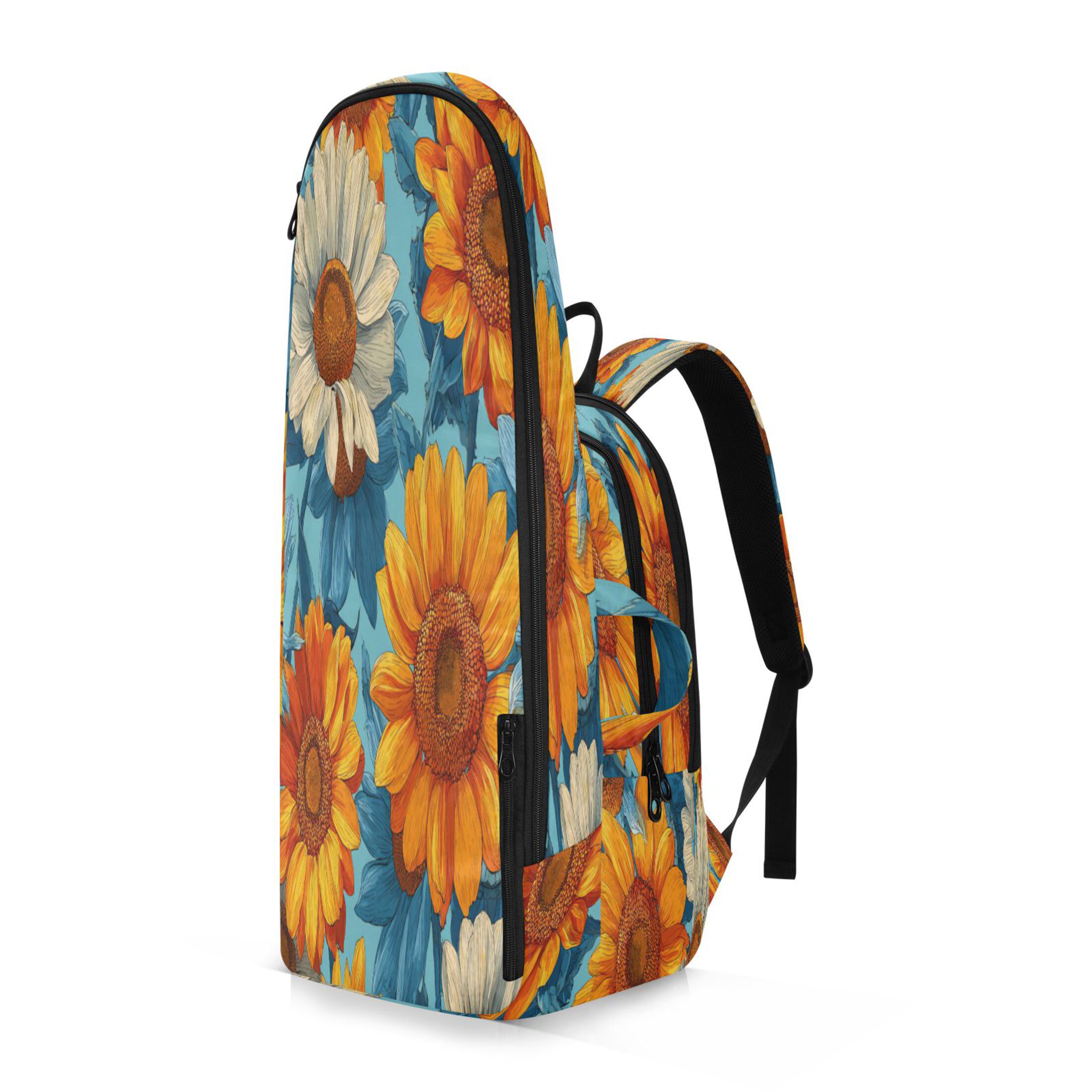 2 Racquet Holder Tennis Backpack Tennis Racket Covers Gym Bags Blue and Yellow Beautiful Sunflowers