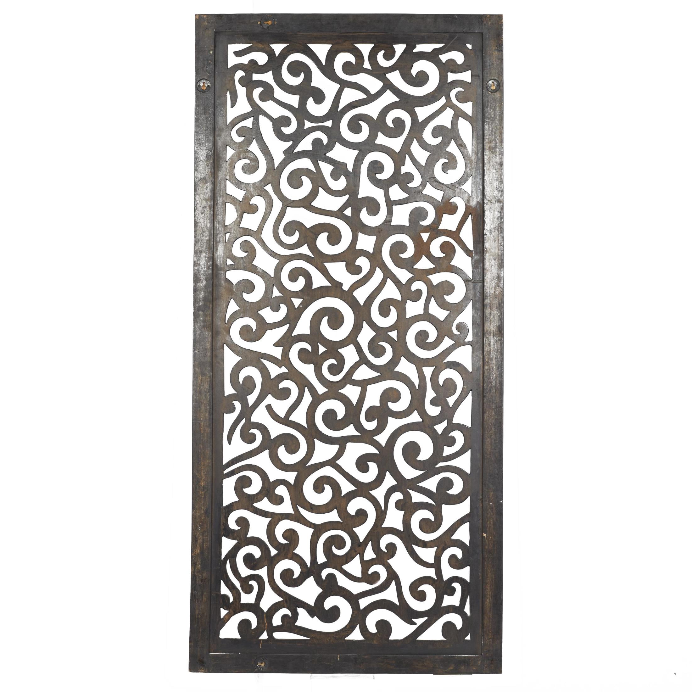 DecMode Traditional Wood Carved Vine Scroll Design with Brown Finish, 24"W x 51"H