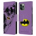 thumbnail image 1 of Head Case Designs Officially Licensed Batman DC Comics Logos Purple Leather Book Wallet Case Cover Compatible with Apple iPhone 11 Pro, 1 of 6