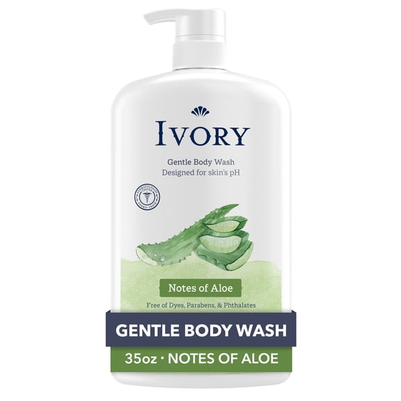 Ivory Body Wash, Mild and Gentle, Aloe Scent, for All Skin Types, 35 fl oz