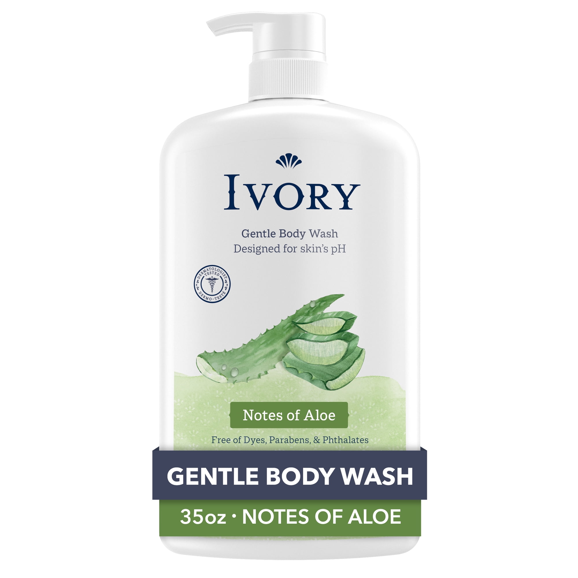 Ivory Body Wash, Mild and Gentle, Aloe Scent, for All Skin Types, 35 fl oz