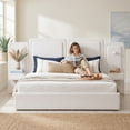 thumbnail image 3 of King Size Lift up Storage Upholstered Platform Bed with LED Lights & Nightstands Velvet Headboard,No Box Spring Needed,Brown, 3 of 13
