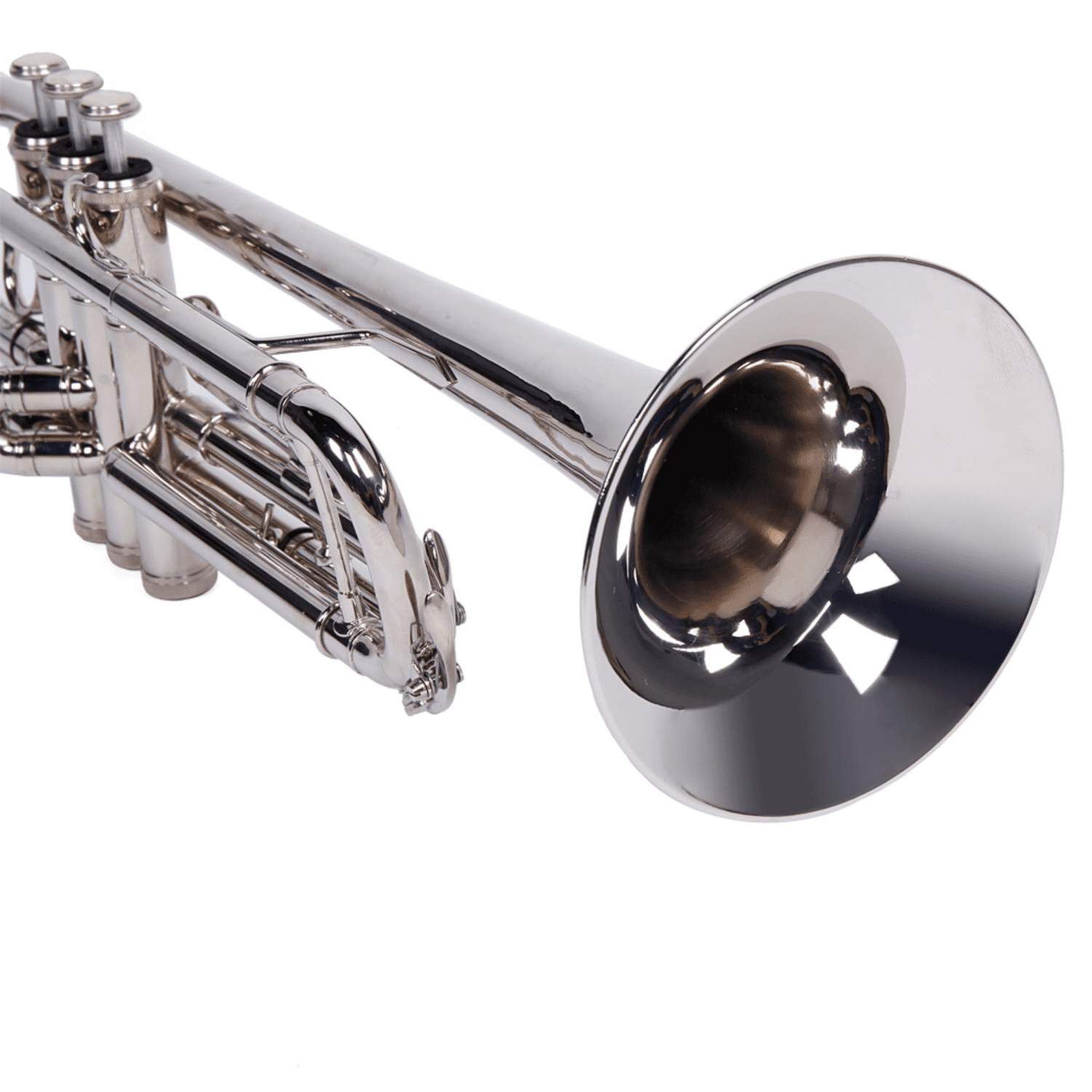 Hassch Brass Trumpet with Case, Drop B Trumpet for Beginners with Mouthpiece & Gloves, Silver