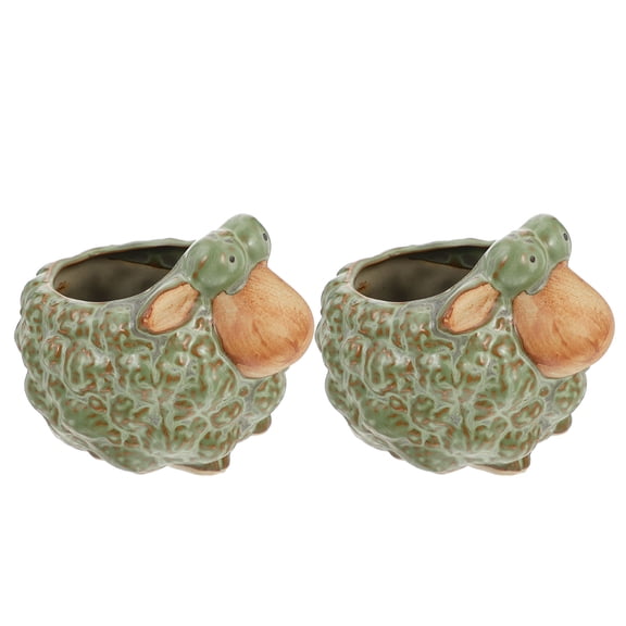 MLINS 2 Pcs Cute Plant Pots Terracotta Plant Pots Home Table Plant Pots Green