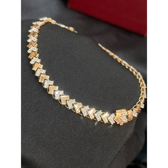 Hallmark 14K Rose Gold 1.43 Carats Round Brilliant Cut Natural Diamonds Link Tennis Bracelet