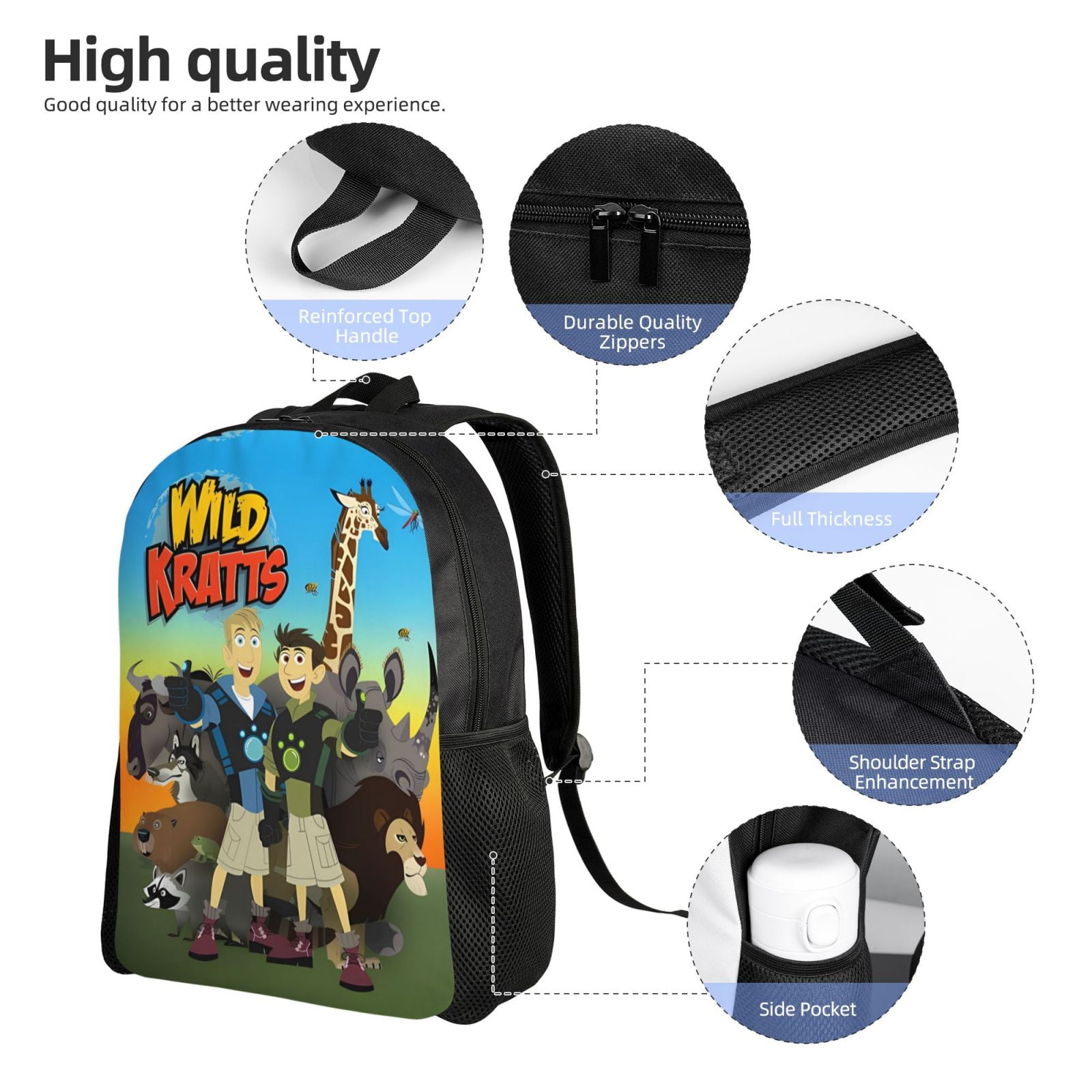 Wild Kratts Backpacks For Men Women Book Bag Travel Hiking Camping Work