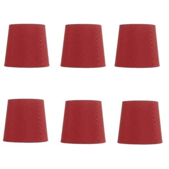 Red Five Inch Tapered Drum Clip on Chandelier Lampshades (Set of 6)