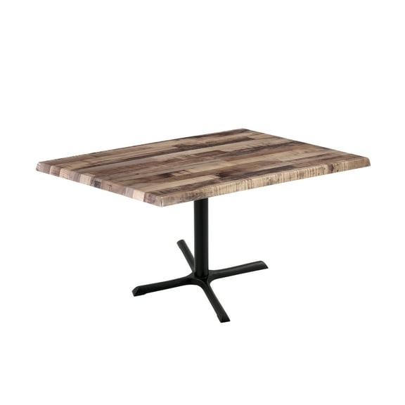 Indoor/Outdoor 30" Tall OD211 Black Table Base with 30" x 30" Foot and 30" x 48" Indoor/Outdoor Rustic Top by the Holland Bar Stool Co.