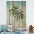 thumbnail image 2 of Designart "Minimalims Palm Trees Green II" Floral Print on Natural Pine Wood, 2 of 5